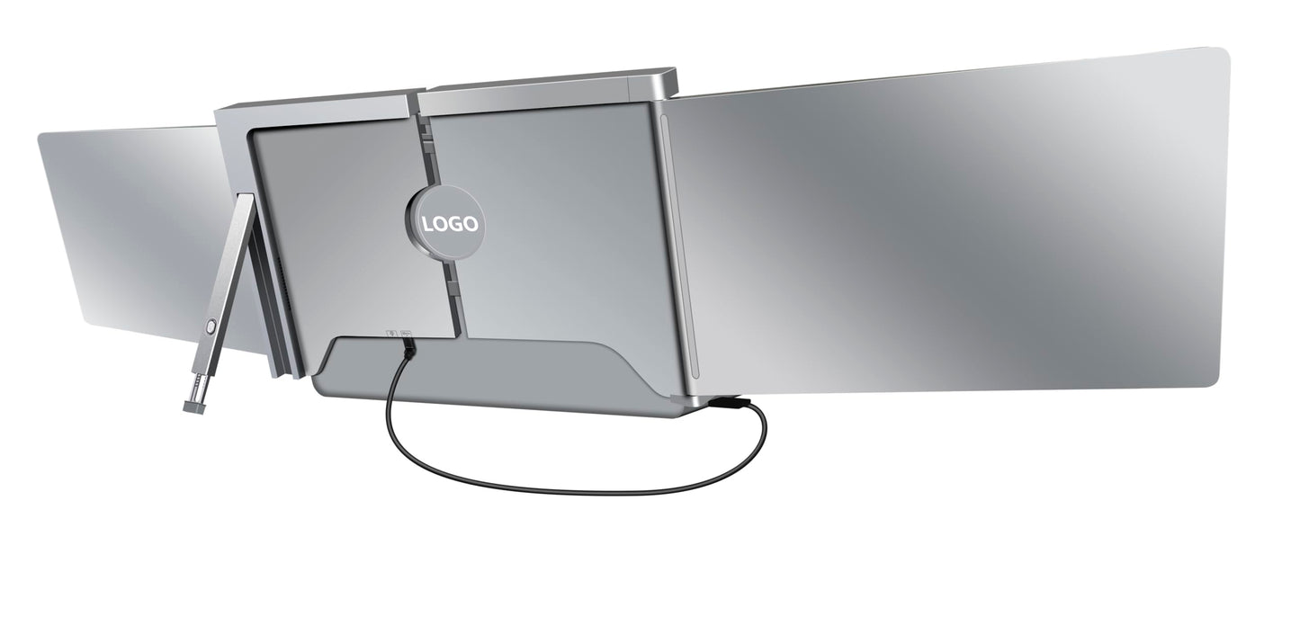 شاشة محمولة مزدوجة للابتوب بحجم 13.3 بوصة من باورولوجي - فضي | Powerology 13.3" Portable Dual Screen Laptop Monitor - Silver