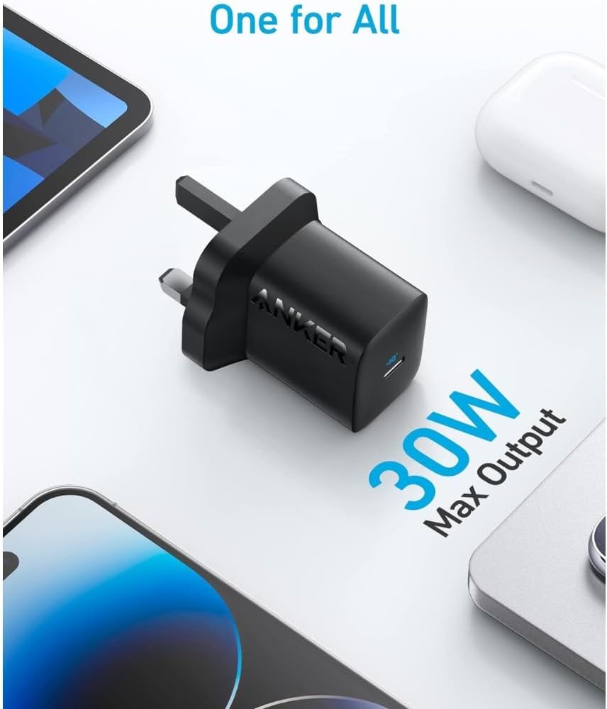 Anker 30W USB-C Fast Wall Charger - شاحن جداري بمنفذ يو اس بي سي بقدرة 30 واط من أنكر