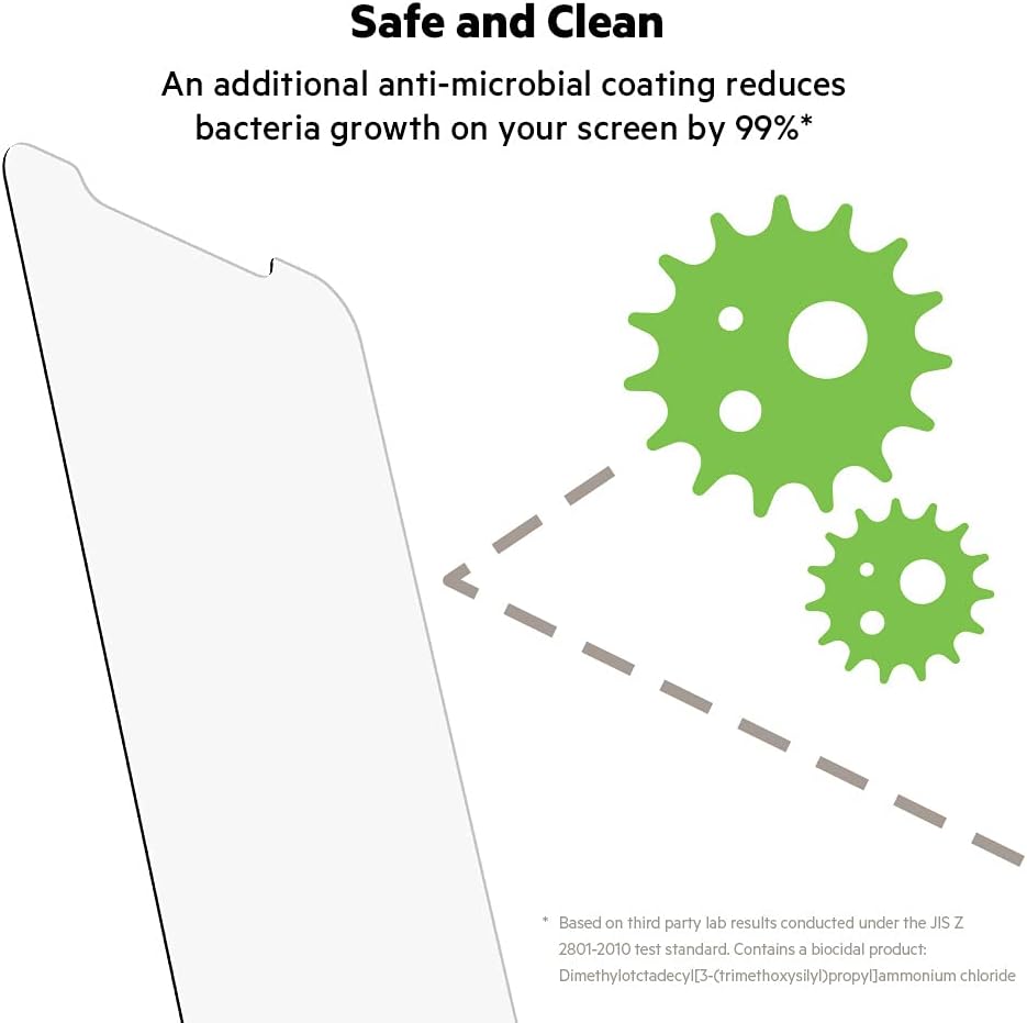 Belkin for iPhone 12 Screen Protector UltraGlass Anti-Microbial clear - شاشة حماية الترا جلاس مضادة للميكروبات لموبايل ايفون 12 شفافة من بيلكن