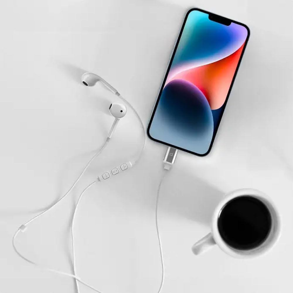 سماعة باورولوجي السلكية بمنفذ لايتننغ, كيبل بطول 1.2 متر - ابيض | Powerology Stereo MFi Lightning Earphones 1.2M – White