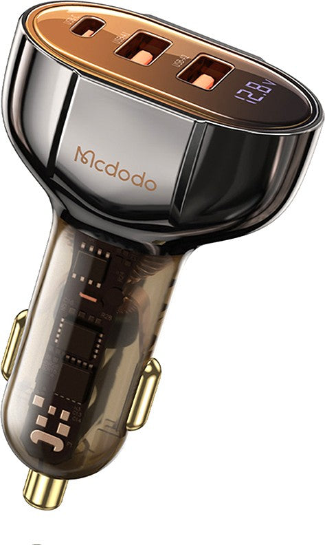 Mcdodo 100W PD 1 Port Type-C Fast Car Charger with 2 USB Ports - شاحن سيارة سريع الشحن بمنفذ تايب سي ومنفذين يو اس بي من مكدودو