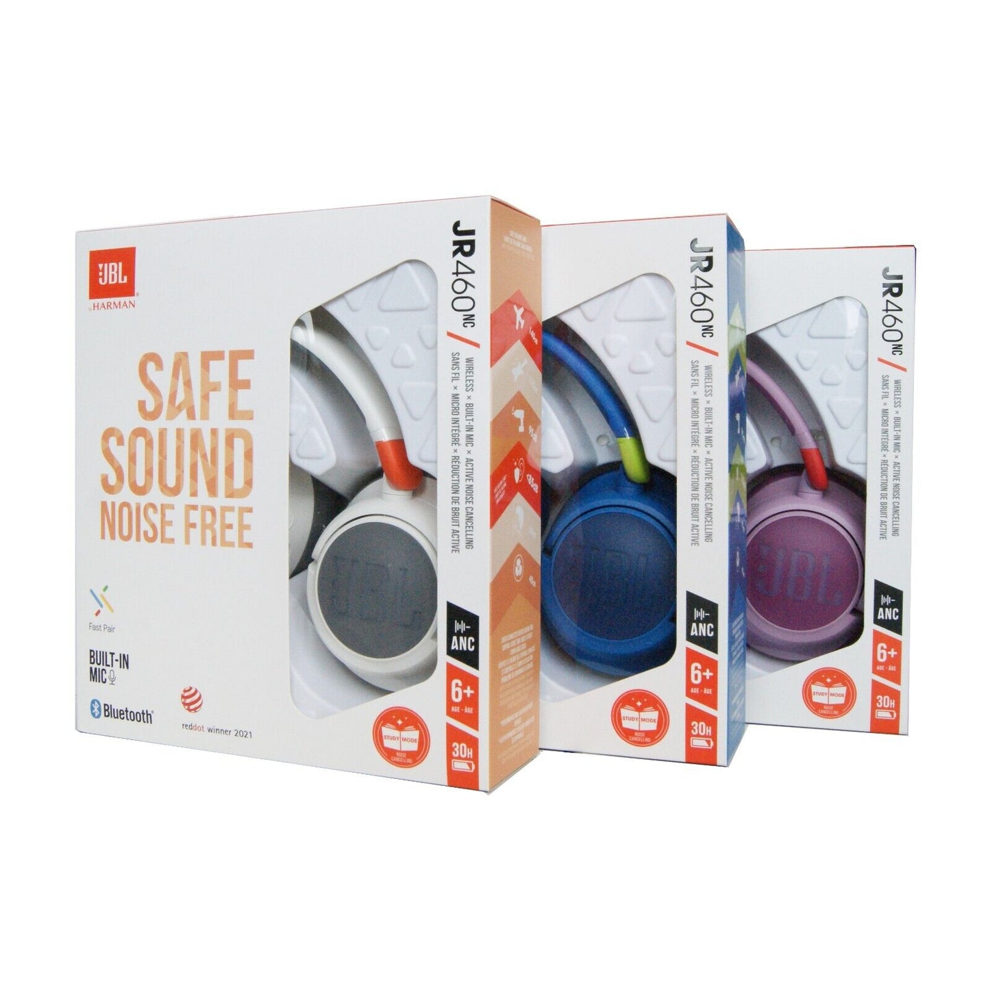 JBL JR460NC Wireless Over-Ear Kids Headphones with Active Noise Cancelling | سماعات جي بي ال JR460NC للاطفال, لاسلكية فوق الاذن, بخاصية الغاء الضوضاء