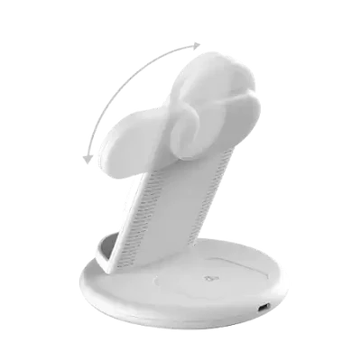 ويوو بور أير 3 في 1 شاحن لاسلكي لسطح المكتب حامل الهاتف المحمول لسماعات الأذن وحامل الهاتف للشحن السريع - WiWU Power Air 3 in 1 Desktop Wireless Charger Mobile Phone Stand