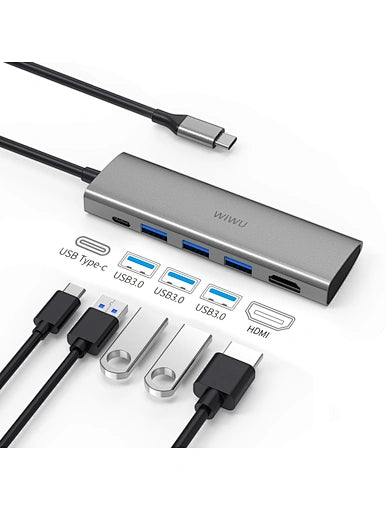 WIWU Alpha 5 In 1 USB-C Hub - موزع الفا يو اس بي سي 5 في 1 من ويو