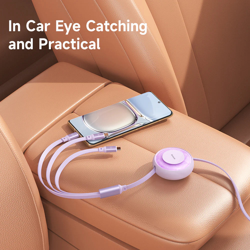 Mcdodo Stars 66W/6A Multi Charging Cable Retractable Coiled Multi Charging Cable 3 in 1 - مكدودو كيبل شحن متعدد 66 واط/6 امبير من ستارز، كيبل شحن متعدد ملفوف قابل للسحب 3 في 1