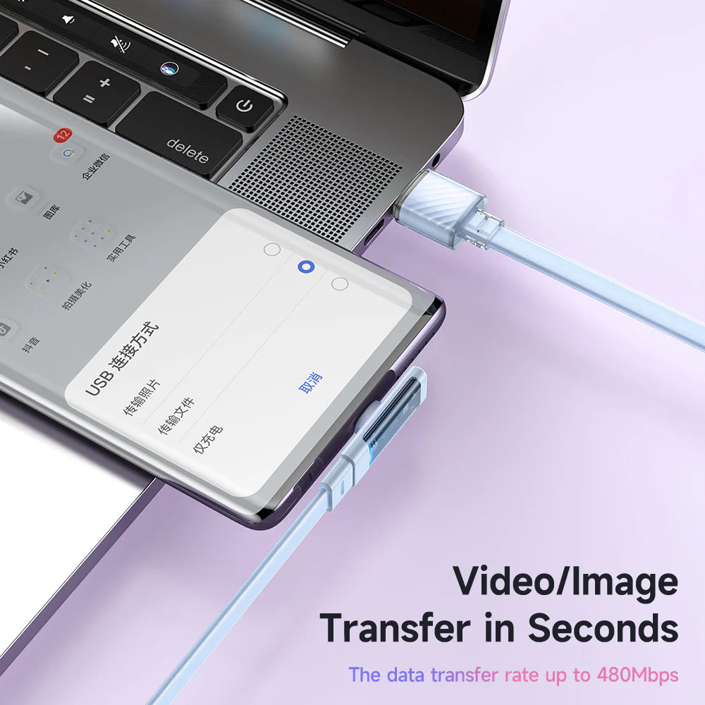 Mcdodo 6A Type-C Super Charge 90 Degree Data Cable with LED 1.2m - كيبل بيانات للشحن السريع تايب سي مع ليد بطول 1.2 متر من مكدودو