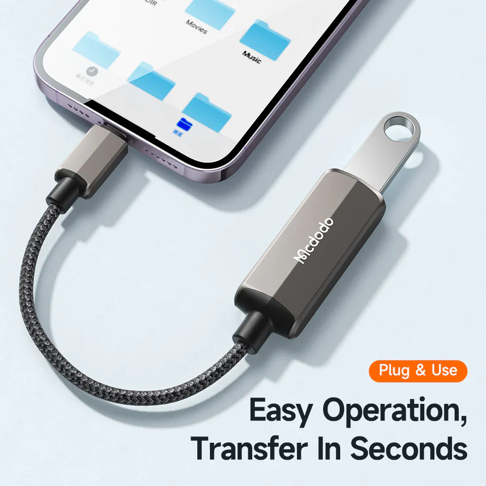 Mcdodo OTG 2 in 1 Convertor Lightning to USB-A 3.0 & Lightning - ماكدودو او تي جي 2 في 1 محول لايتننغ إلى يو اس بي أ 3.0 & لايتننغ