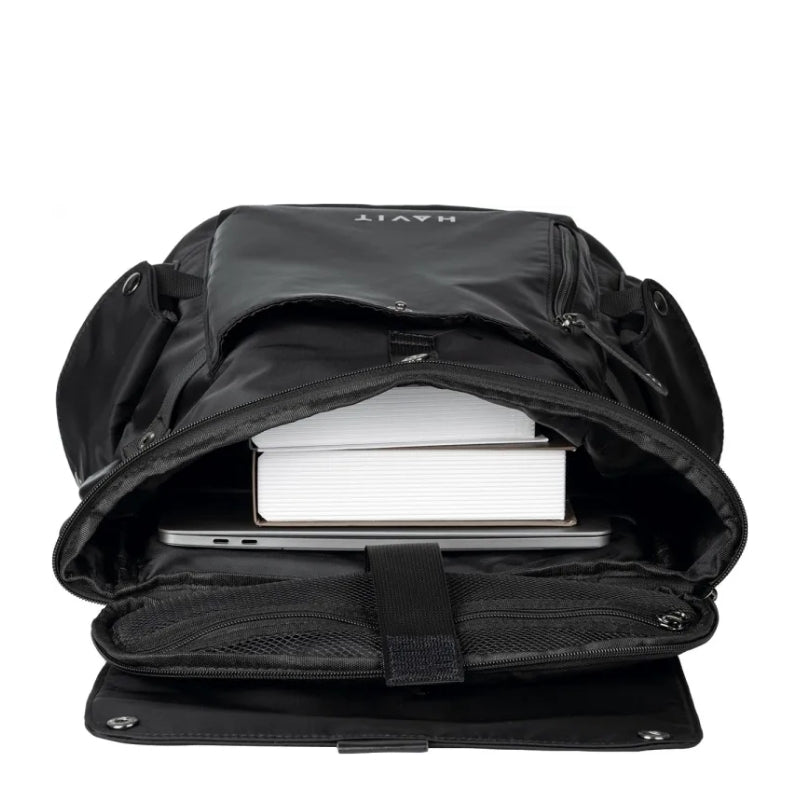Havit H0033 Backpack with Spacious Storage - حقيبة ظهر من هافيت سوداء أنيقة ومريحة للاستخدام اليومي