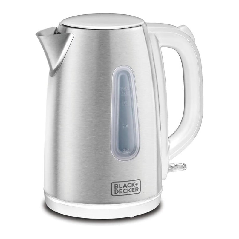 Black&Decker JC454-B5 1.7L STAINLESS STEEL KETTLE - WHITE - غلاية بلاك اند ديكر كهربائية بلا سلك من الفولاذ المقاوم للصدأ – أبيض
