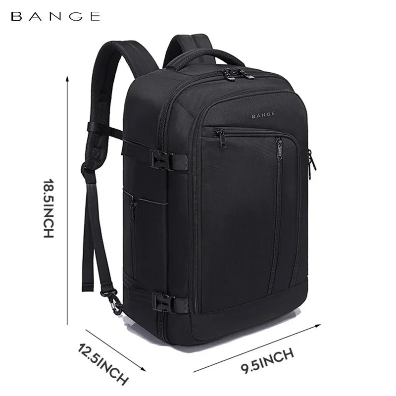 حقيبة ظهر بانجي 40 لتر للسفر والرحلات مع منظمات داخلية - اسود | BANGE BG-1916 40L Travel Overnight & Flight Storage Backpack – Black