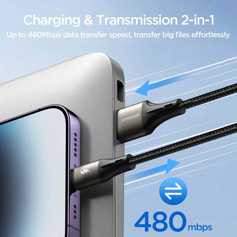 كيبل جويرووم S-A25 يو اس بي اي الى لايتننغ بقدرة 18 واط وطول 1.2 متر - اسود | JOYROOM S-A25 3A 18W Fast Charging Data Cable USB-A to Lightning 1.2m – Black