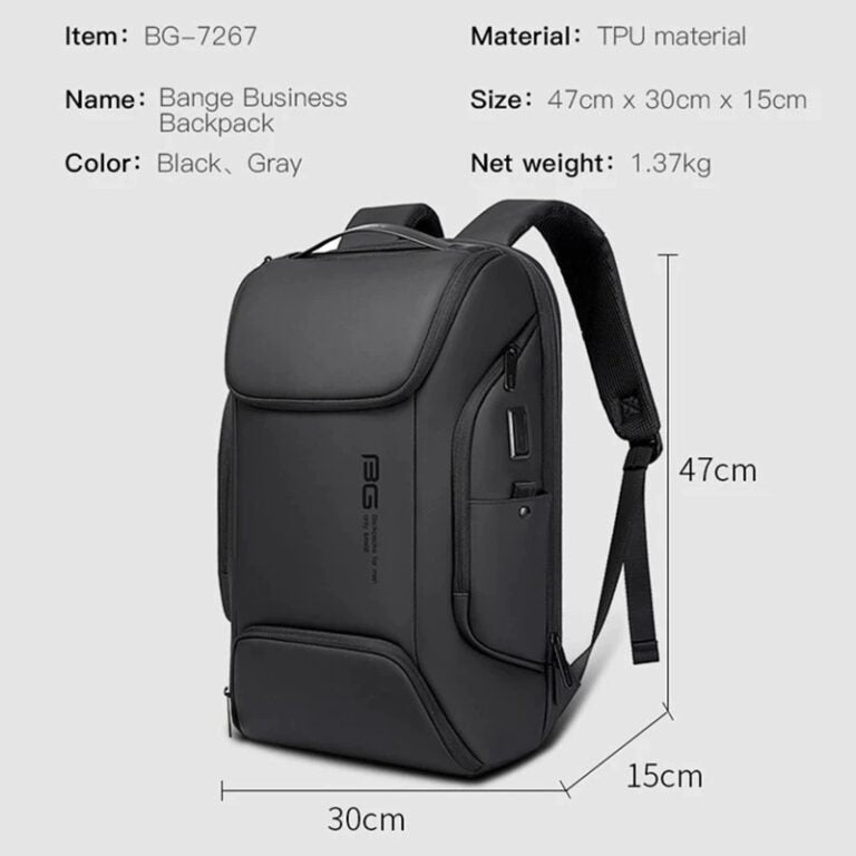 حقيبة ظهر بانجي رادينت للابتوب بحجم 15.6 انش متعددة الاقسام للاعمال - اسود | Bange Radiant 15.6" Business Multi Compartment Laptop Backpack – Black