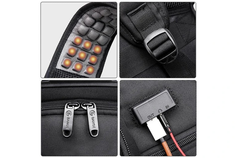 حقيبة ظهر بانجي 1905 بسعة 35 لتر مضادة للسرقة ومقاومة للماء مع منفذ يو اس بي | BANGE BG1905 35L Anti-Theft Waterproof Laptop Backpack, With UAB Port