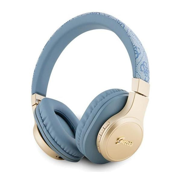 سماعة GUESS بلوتوث بتصميم جلد 4 جي, وشعار معدني - تشغيل حتى 32 ساعة - Guess PU 4G Leather BT Headphones with Script Metal Logo – 32H Playtime