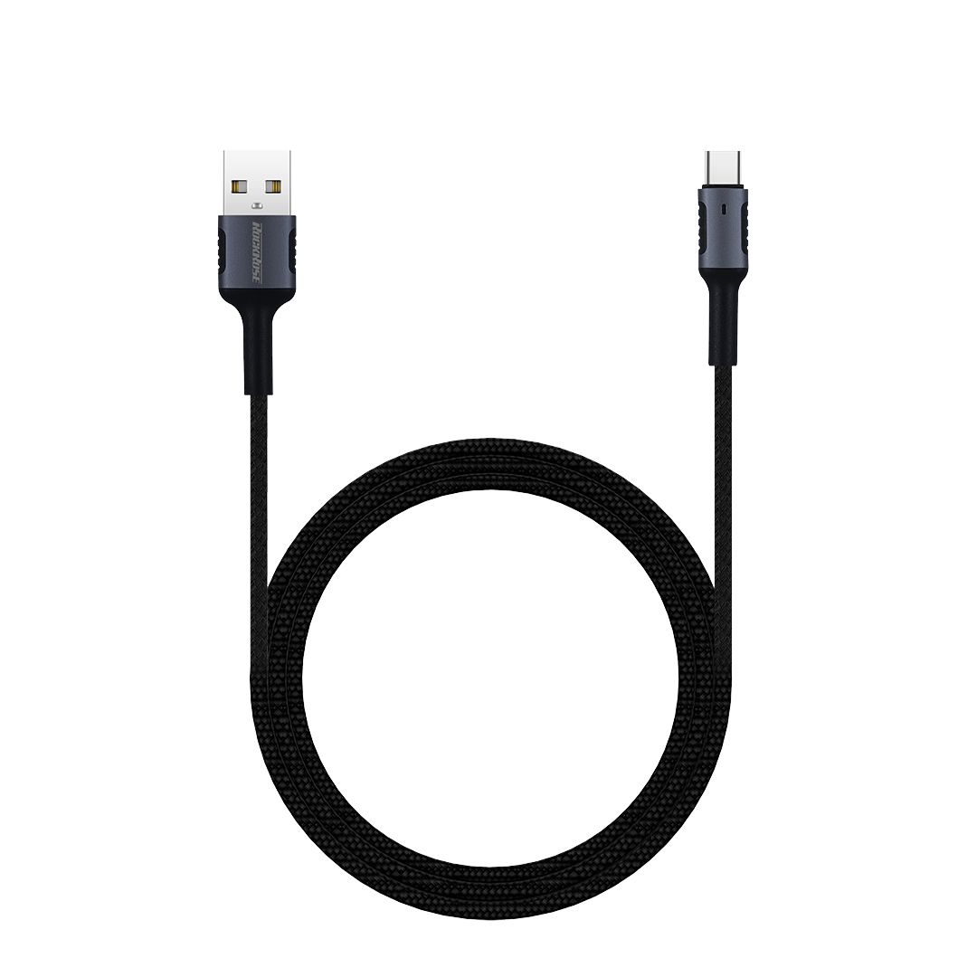 روك روز ارمور أي سي كابل للشحن و المزامنة يو اس بي سي بطول 1 متر 2.4 امبير - RockRose Armour AC 1M 2.4A USB-C Charge & Sync Cable