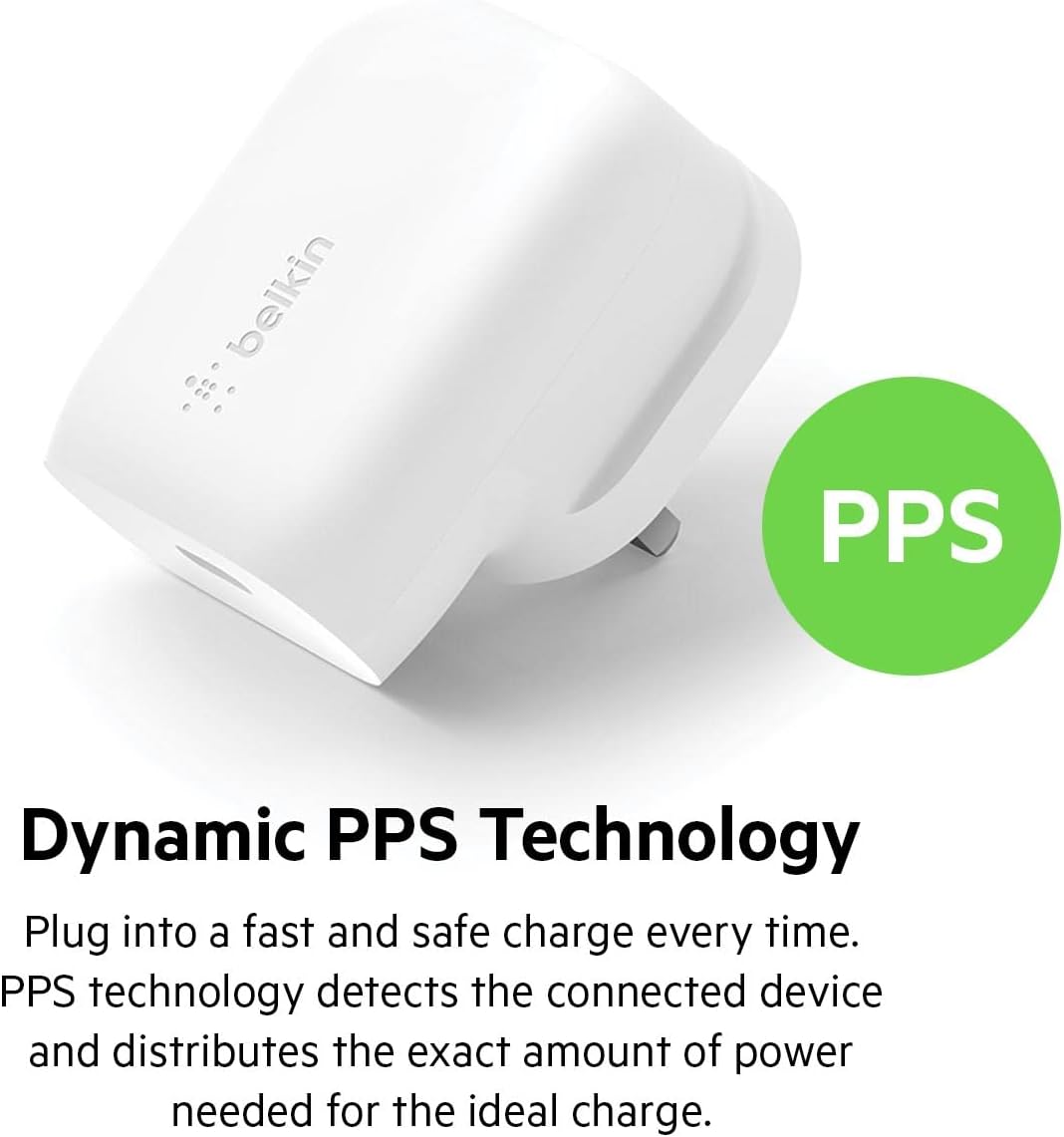 Belkin BoostCharge USB-C PD 3.0 PPS Wall Charger 30W - شاحن جداري يو اس بي سي بقوة 30ةاط بتقنية البوست شارجر