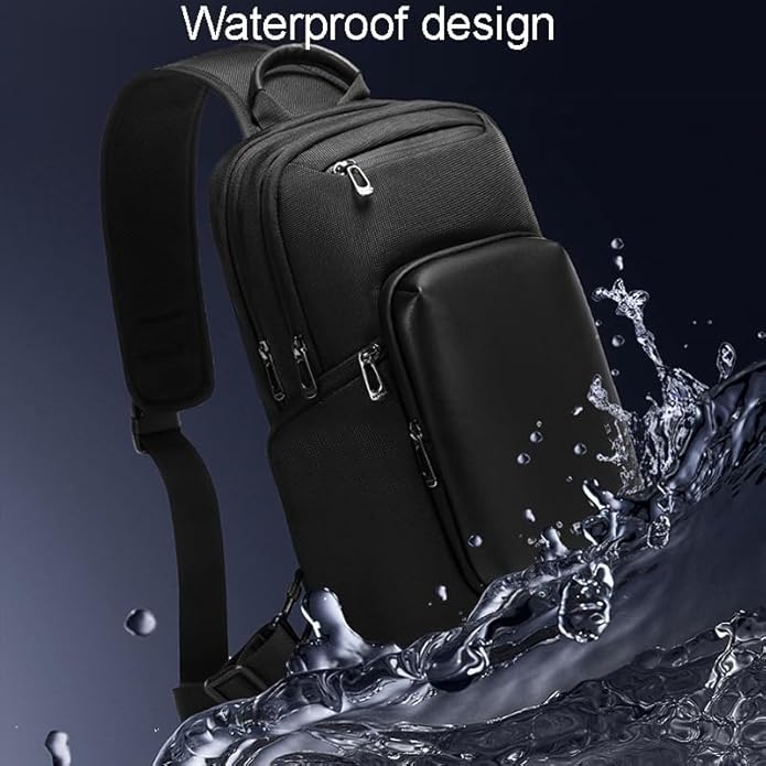 BANGE BG-7718 Men’s Waterproof Chest Sling Bag | حقيبة كتف رجالية من بانجي, ضد الماء بسعة كبيرة
