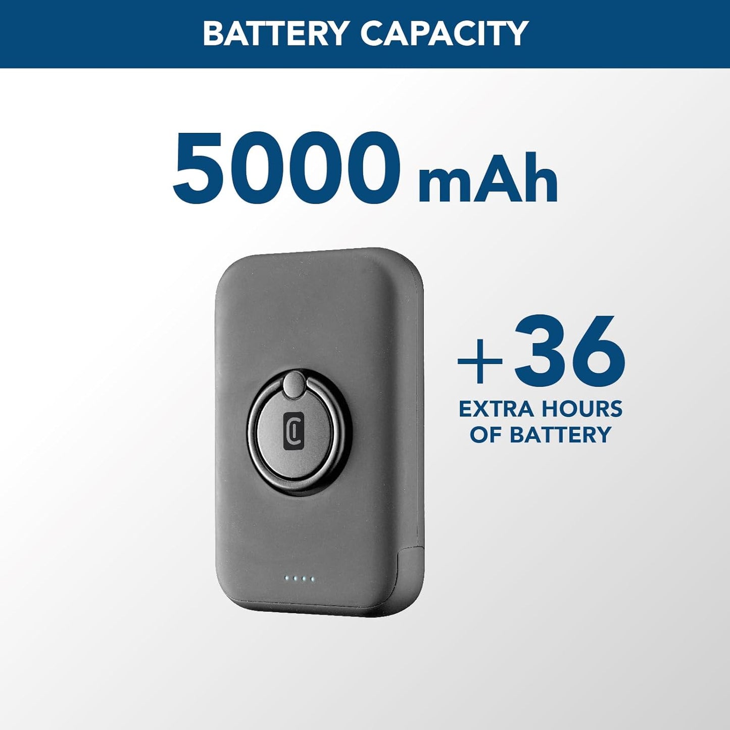 Cellularline Wireless Power Bank MAG 5000 - سيلولار لاين شاحن محمول متوافق مع باور بانك ماجسيف بسعة 5000 مللي أمبير بقدرة 7.5 وات