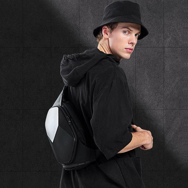 Bange Men Polyhedral Hard Shell Crossbody Chest Bag - Black | حقيبة كتف حول الجسم صلبة متعددة الزوايا للرجال من بانج - اسود