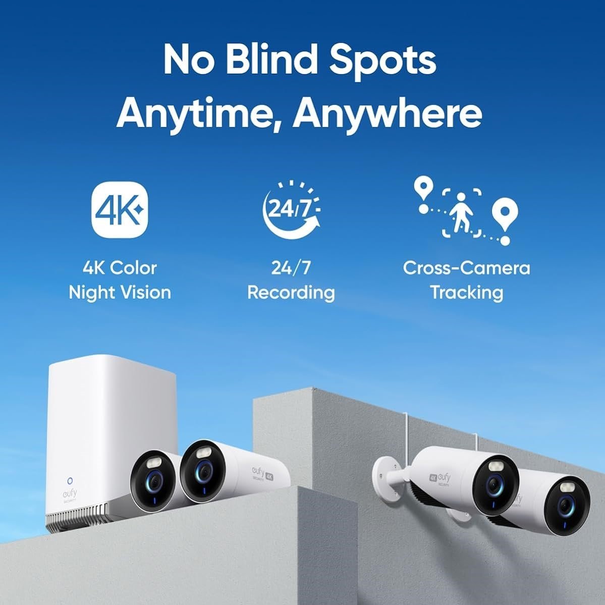 نظام أمان لاسلكي انكر يوفي سكيورتي 4 في 1 بدقة 4K - ابيض | Anker Eufy Security 4K Wireless security system 1+4 - White