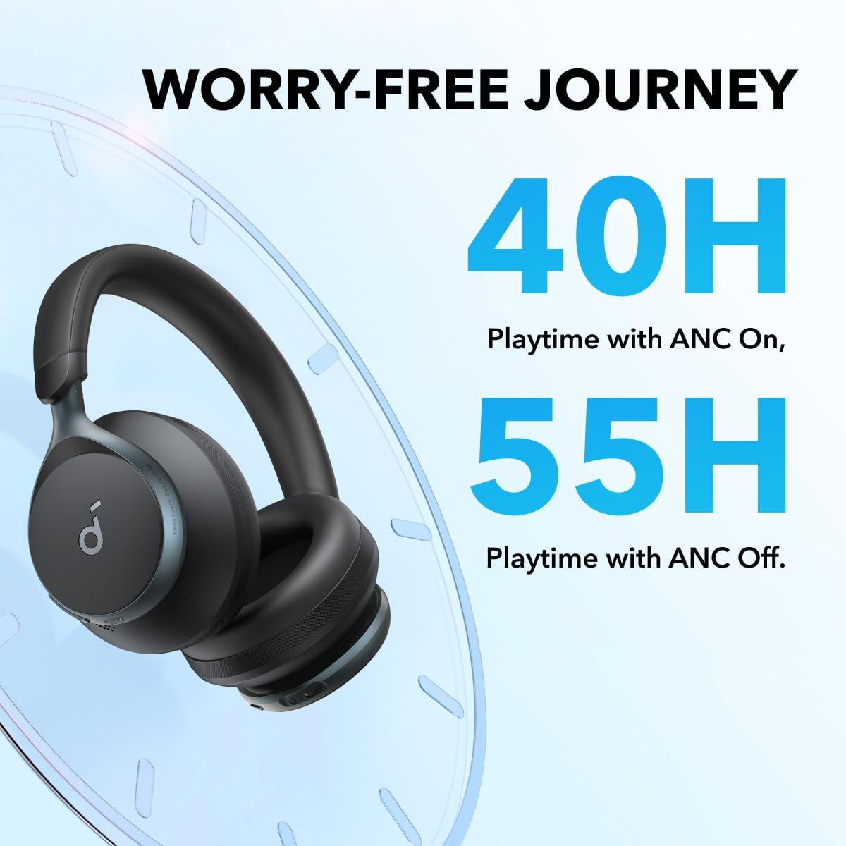 سماعات انكر ساوندكور سبيس وان, الغاء ضوضاء نشط, 40 ساعة تشغيل مع ANC | Anker Soundcore Space One Noise Cancelling Headphones, 40H ANC Playtime