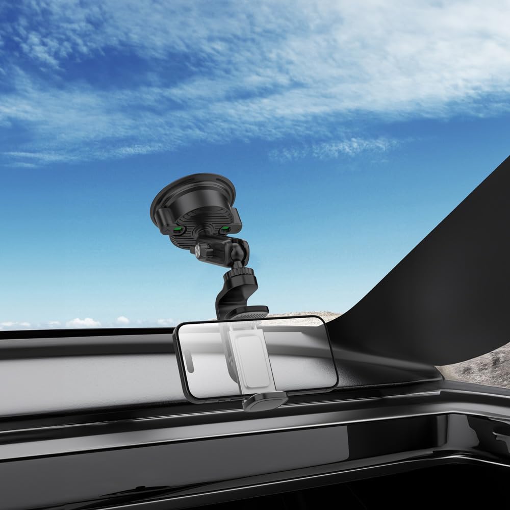 حامل هاتف وكاميرا مرن 3 اتجاهات من بورودو, مع قاعدة تثبيت - اسود | Porodo 3 Way Flexible Phone Mount with Suction Base - Black