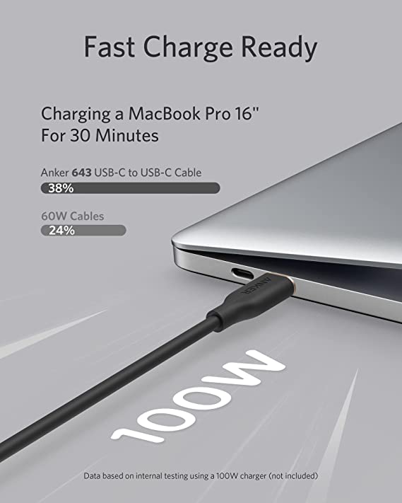 Anker PowerLine III Flow USB-C to USB-C Cable 100W 3ft - كيبل باورلاين يو اس بي سي الى يو اس بي سي بقدرة 100واط