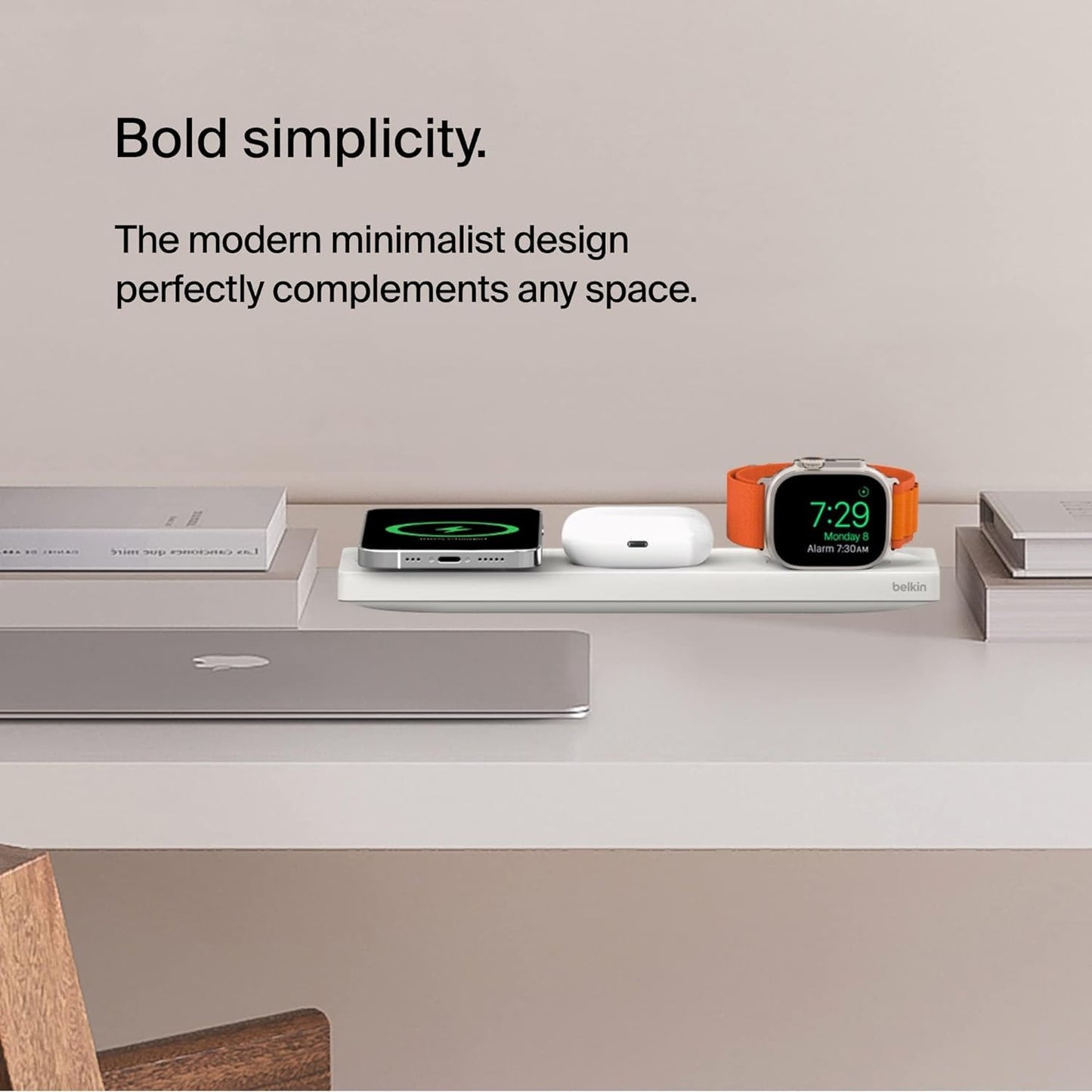 Belkin MagSafe Charger 3 in 1 Wireless Charging Station - شاحن لاسلكي 3 في 1 ماج سيف من بيلكن شحن سريع 15 واط للايفون وابل ووتش