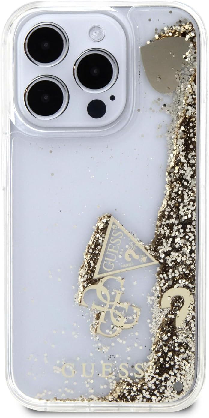 GUESS HC Liquid Glitter Case with Charms Pattern for iPhone 15 Pro Max | كفر Guess لامع سائل بنمط جارمز لجهاز ايفون 15 برو ماكس