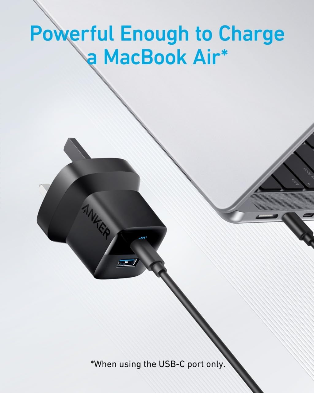 Anker 323 USB C Plug Charger 33W - شاحن جداري بمنفذ يو اس بي سي ومنفذ يو اس بي أ بقدرة 33واط من أنكر