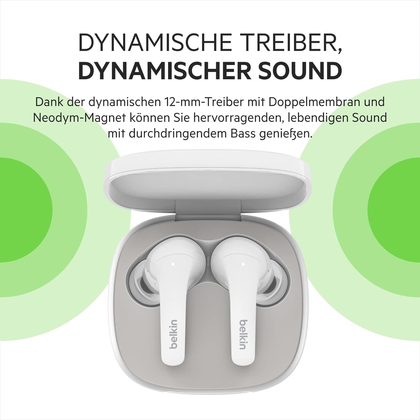 سماعات اذن لاسلكية ساوند فورم فلو ترو لاسلكية مع شحن لاسلكي، مقاومة للعرق والماء من بيلكن - Belkin Wireless Earbuds SoundForm Flow True Wireless Earphones with Wireless Charging