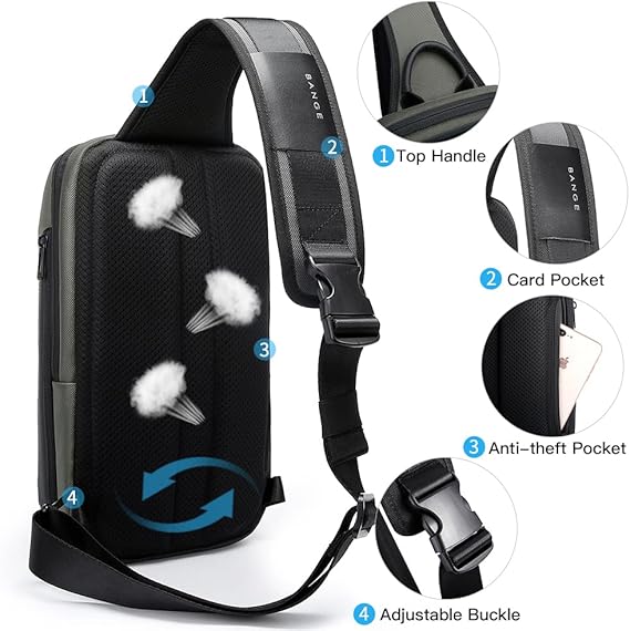 Bange Titan Sling Bag (11 inch iPad) Water-Resistant Crossbody Men's Bag | حقيبة كتف حول الجسم للرجال من بانجي تايتان, مقاومة للماء, تتسع لجهاز ايباد 11 بوصة