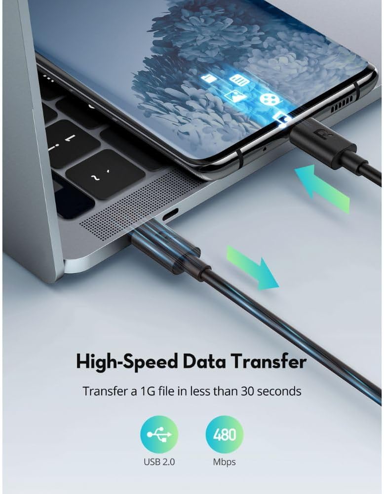 RAVPower RP-CB1022 60W Type-C to Type-C Cable 2m - كابل راف باور تايب سي إلى تايب سي بطول 2 متر