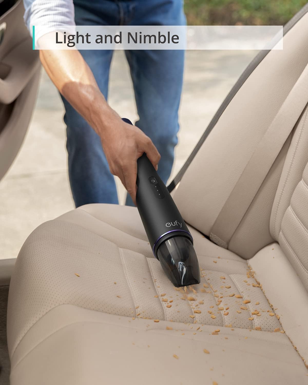 Paqijkera destan a bêkabloyî ya Eufy ji hêla Anker HomeVac H11 ve, Hêza Mijandinê ya 5500 Pa, Barkirina USB-ê, Pir Sivik 1.2 lbs