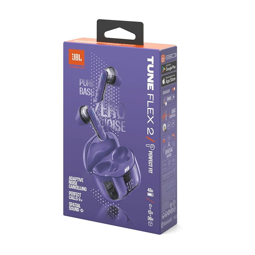 JBL TFLEX 2 True Wireless Noise Cancelling Earbuds, 48 Hrs Playtime | سماعة جي بي ال تون فلكس 2 داخل الاذن لاسلكية مع عزل ضوضاء, تشغيل حتى 48 ساعة