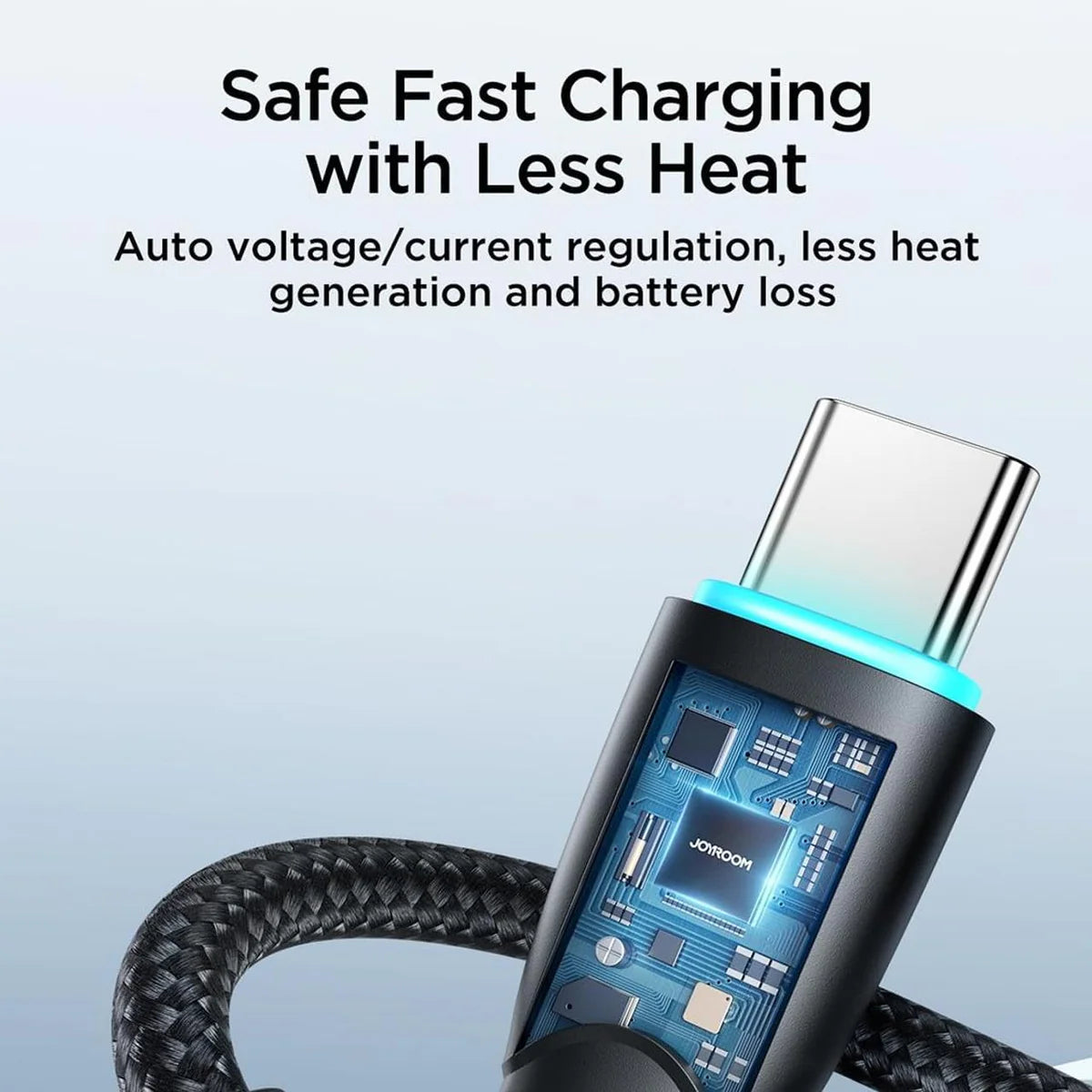 كيبل جويرووم يو اس بي سي الى يو اس بي سي بقدرة شحن 60 واط وطول 1 متر - اسود | JOYROOM Starry 60W Type-C to Type-C Fast Charging Cable 1m – Black