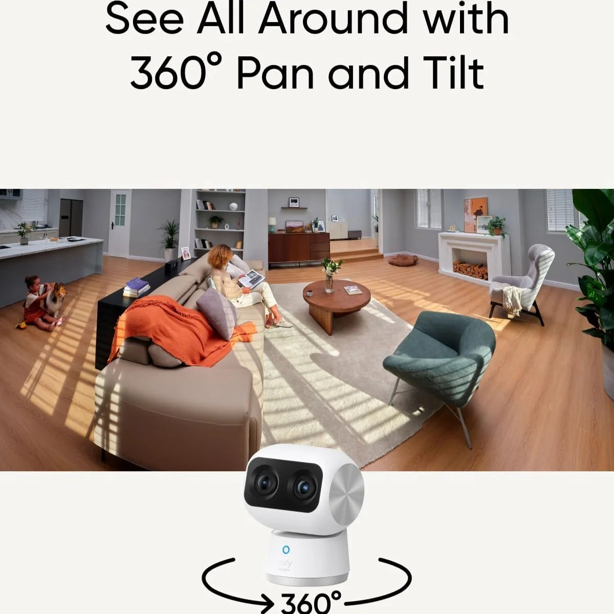 Eufy by Anker Security Indoor Cam S350 Dual Cameras 4K UHD Resolution Security Camera with 8× Zoom and 360° - كاميرا الأمان الداخلية يوفي سكيورتي بكاميرتين دقة 4ك وتدوير 360 درجة