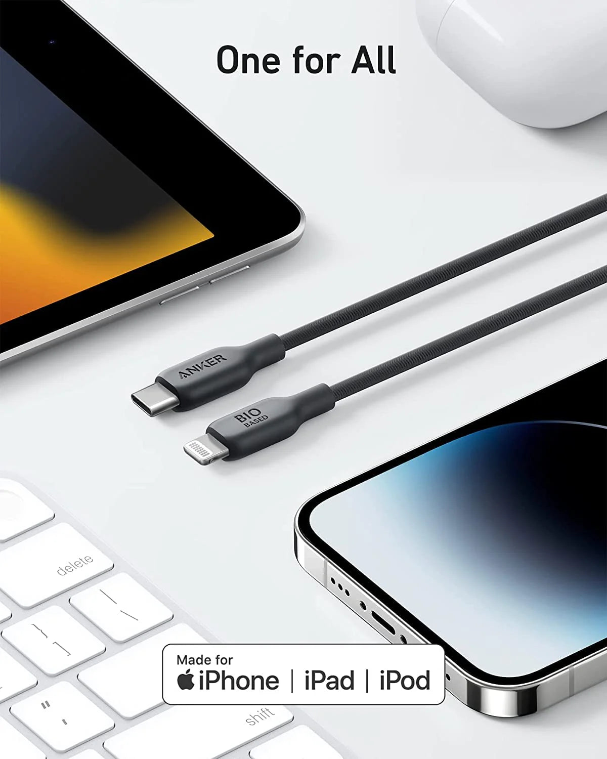 كابل أنكر 542 يو اس بي سي إلى لايتننغ (6 أقدام) - Anker 542 USB-C to Lightning Cable (Bio-Based 6ft)