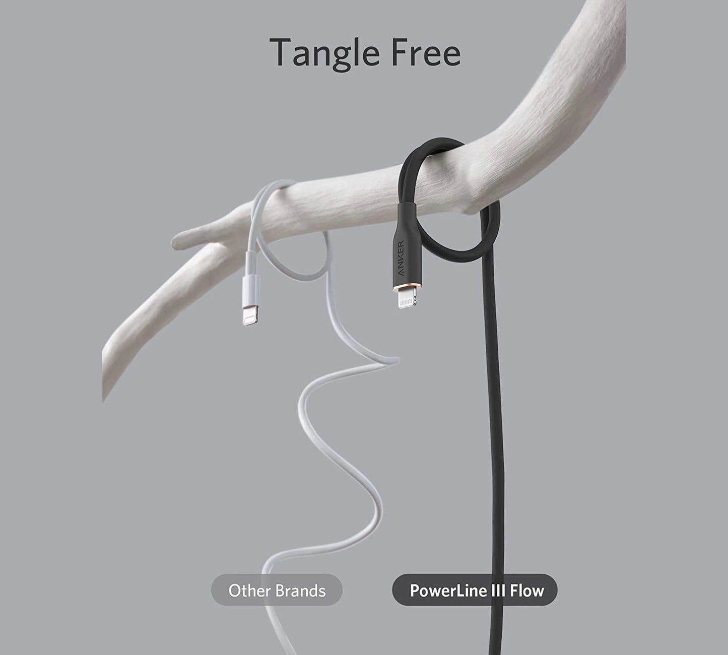 Anker PowerLine III Flow USB-C with Lightning Connector (0.9m/3ft) - كيبل باور لاين يو اس بي سي مع موصل لايتننغ بطول 3 اقدام من أنكر