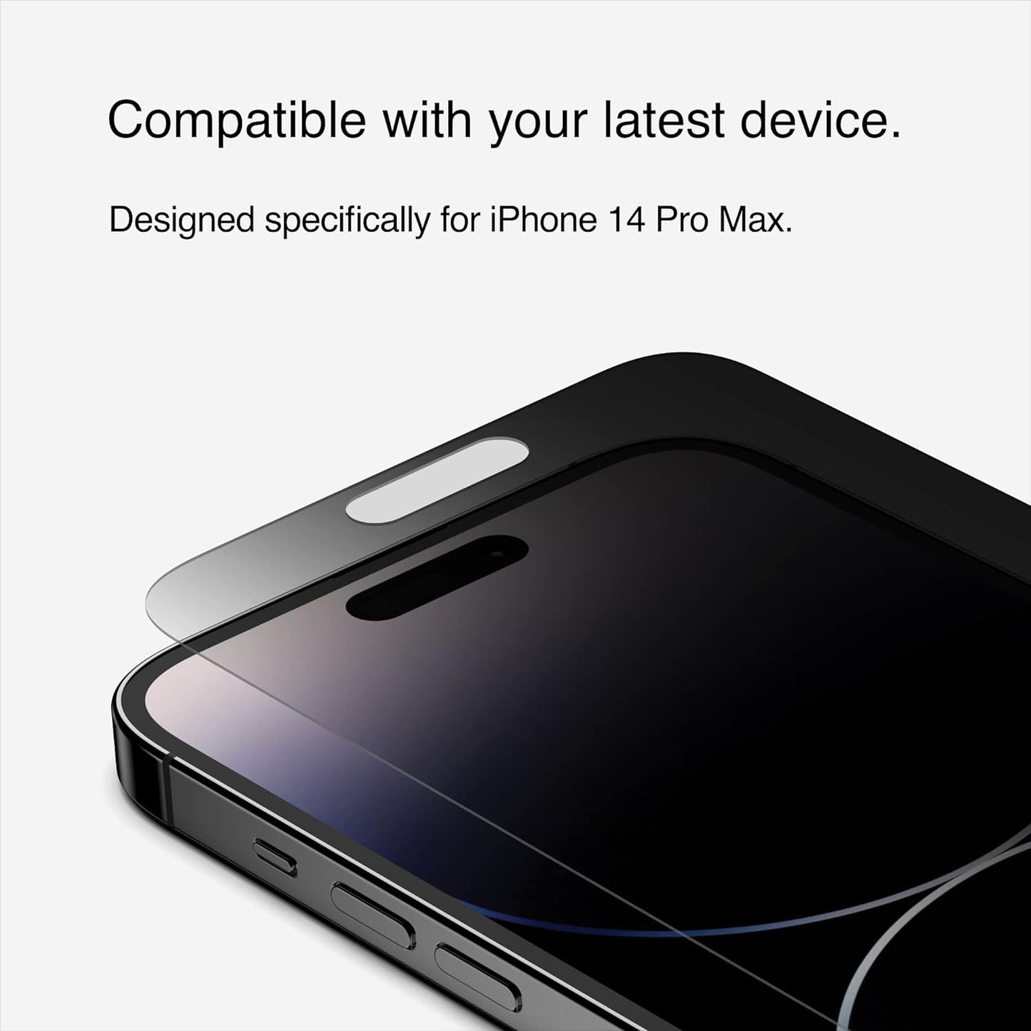 Belkin Privacy Tempered Glass iPhone 14 Pro Max screen protector - واقي شاشة من الزجاج المقوى لهاتف ايفون 14 برو ماكس سطح معالج بطبقة مضادة لبصمات الأصابع من بيلكن