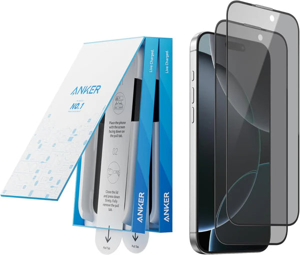 لاصق شاشة من أنكر مضاد للتجسس iPhone 16 Pro Max – قطعتين