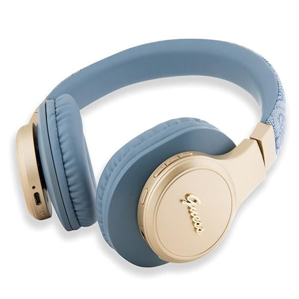 سماعة GUESS بلوتوث بتصميم جلد 4 جي, وشعار معدني - تشغيل حتى 32 ساعة - Guess PU 4G Leather BT Headphones with Script Metal Logo – 32H Playtime