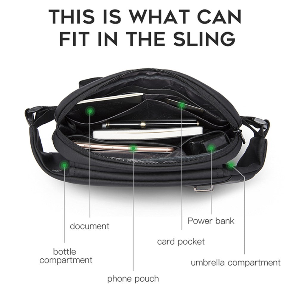 BANGE Men Waterproof Business Casual Chest Bag Messenger Bag - Gray | حقيبة كتف رجالية من بانجي, مقاومة للماء بتصميم عملي - رمادي