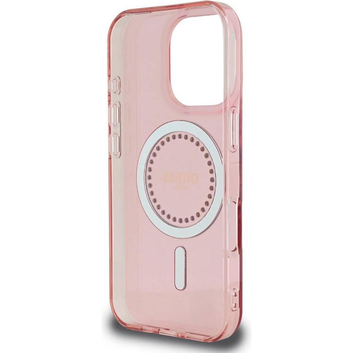 Guess MagSafe IML Hard Case with Rhinestones Design for iPhone 16 Pro | كفر GUESS صلب مع كريستالات وتوافق ماج سيف لهاتف ايفون 16 برو