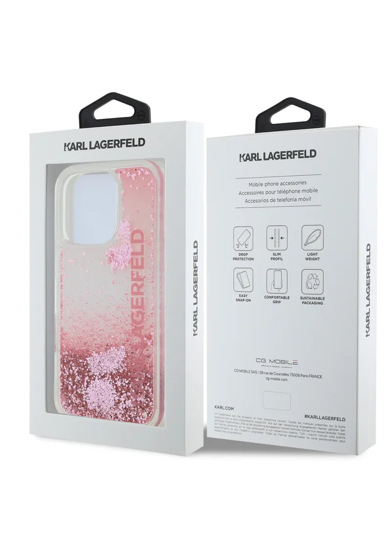 Karl Lagerfeld Liquid Glitter Gradient Hard Case for iPhone 16 Pro Max | غطاء كارل لاغرفيلد بلمعة سائلة وتدرج لوني لهاتف ايفون 16 برو ماكس