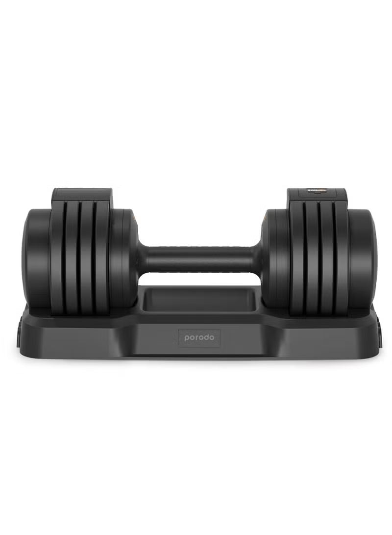 دمبل ذكي قابل للتعديل بوزن مزدوج حتى 12.5 باوند من بورودو, مع شاشة LCD وبلوتوث - اسود | Porodo 12.5 lb Double Adjustable Smart Dumbbell with LCD & Bluetooth – Black
