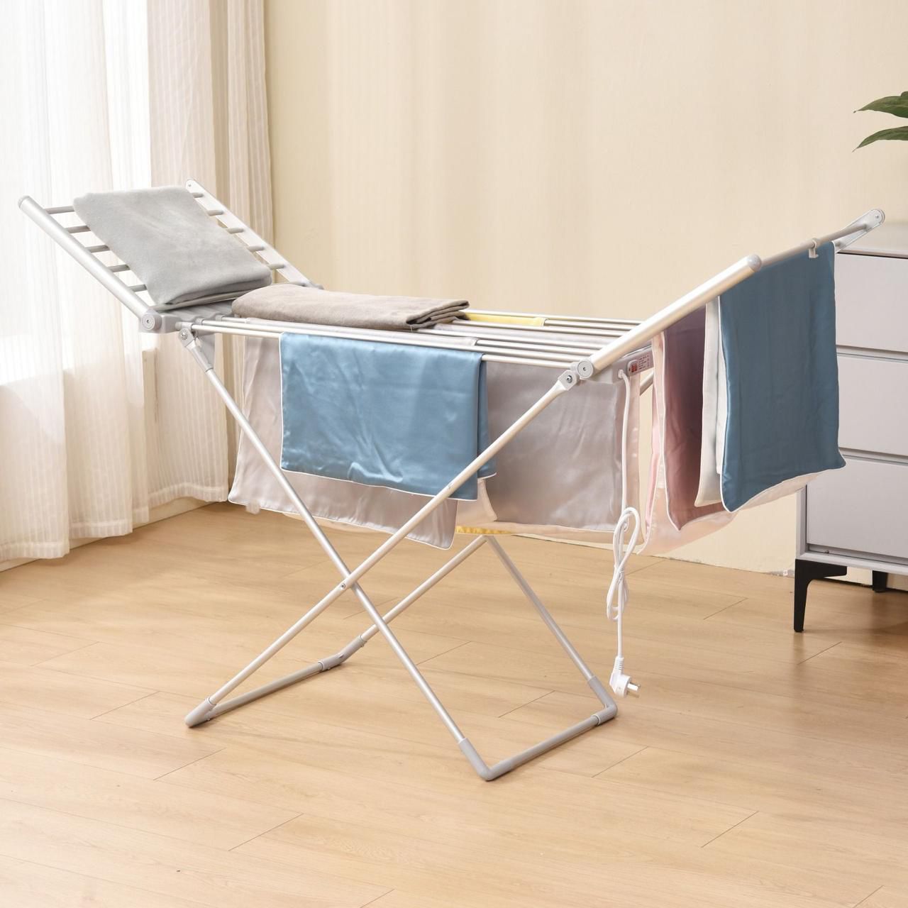 مجفف الملابس الكهربائي الداخلي من بورودو لايف ستايل - فضي | Porodo Lifestyle Electric Heated Indoor Clothes Dryer - Silver