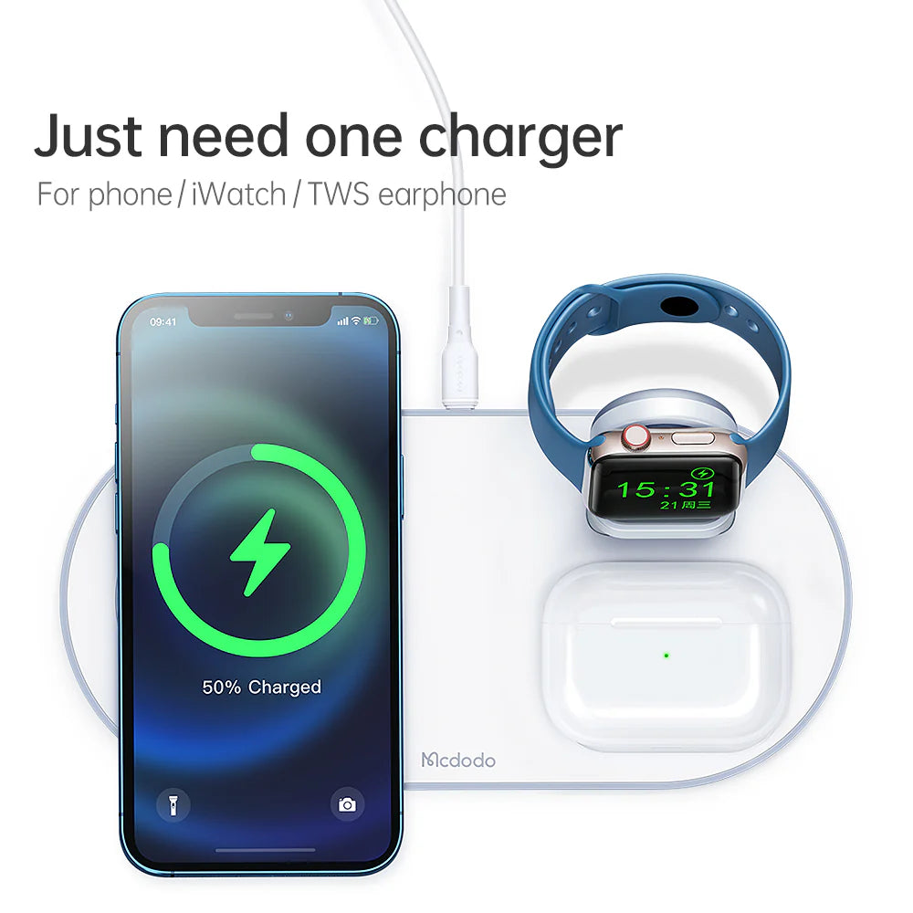 Mcdodo 3 in 1 Wireless Charger 15W - ماكدودو شاحن لاسلكي 3 في 1 15 واط