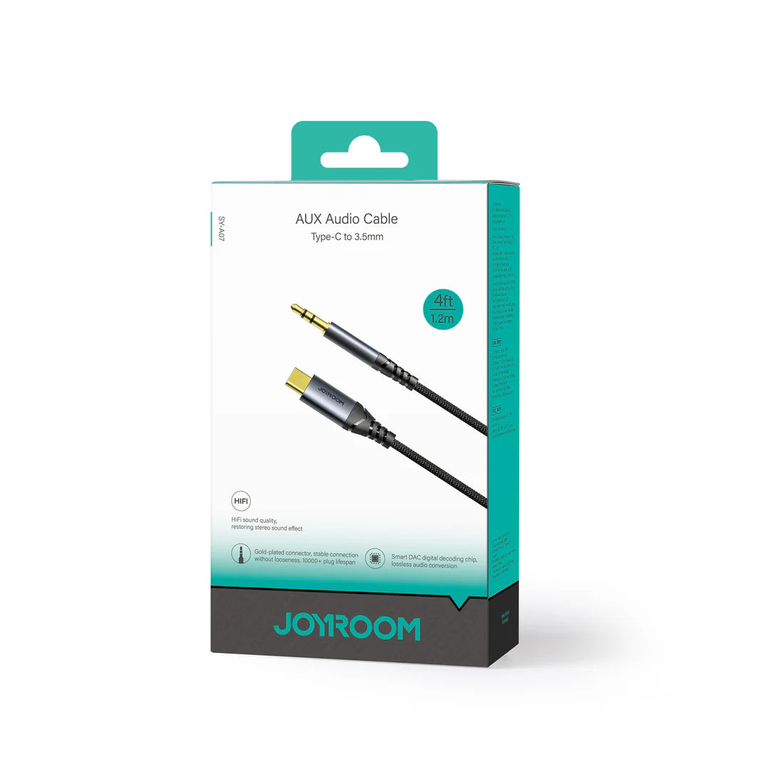 كيبل صوت جويرووم تايب سي إلى 3.5 ملم بطول 1.2 متر | JOYROOM AUX Audio Cable Type C to 3.5mm 1.2m