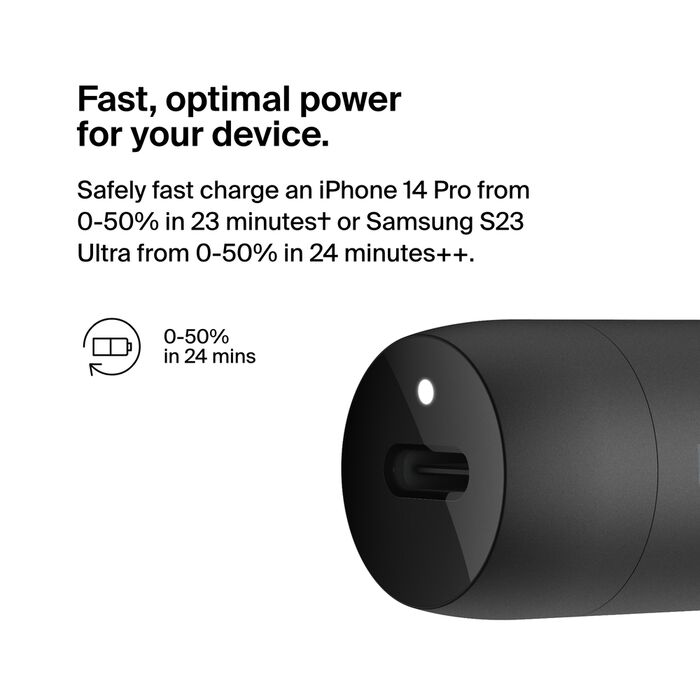 Belkin BoostCharge USB-C PD Car Charger 30W - شاحن سيارة سريع الشحن بقوة 30واط ومنفذ تايب سي من بيلكن